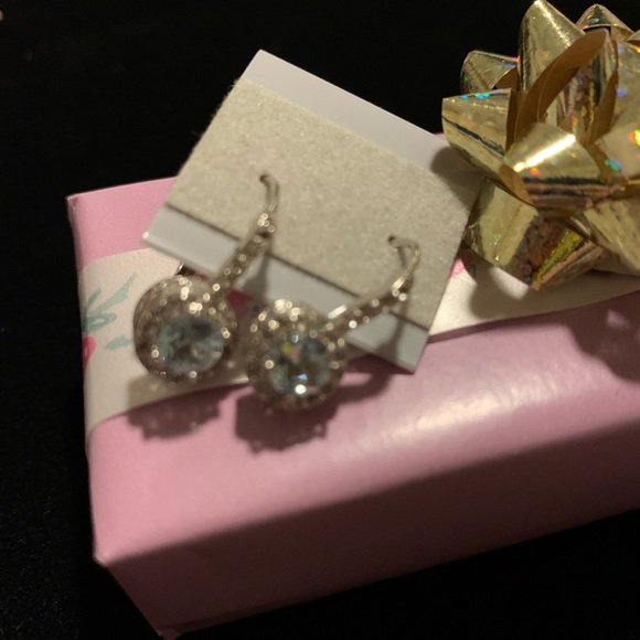 Genuine Blue & White Topaz Earrings - Picture 3 of 6